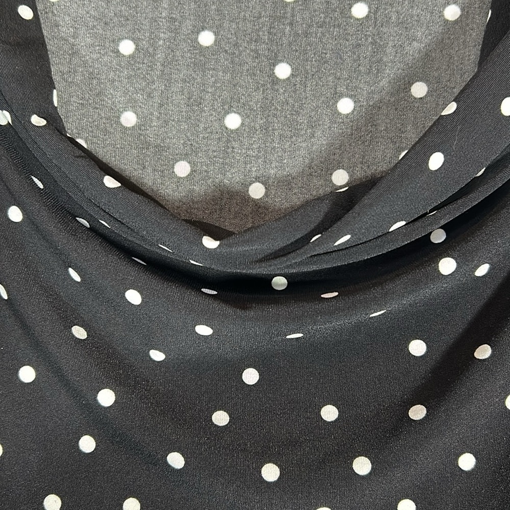 CATO Jersey Knit Polka Dot Extra Long Line Sleeveless Top with Cowl Style Front - Picture 5 of 13